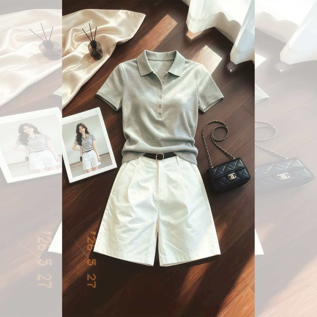 Women's Gray Polo Short Sleeve T-Shirt 2026 Summer Casual Workwear Top