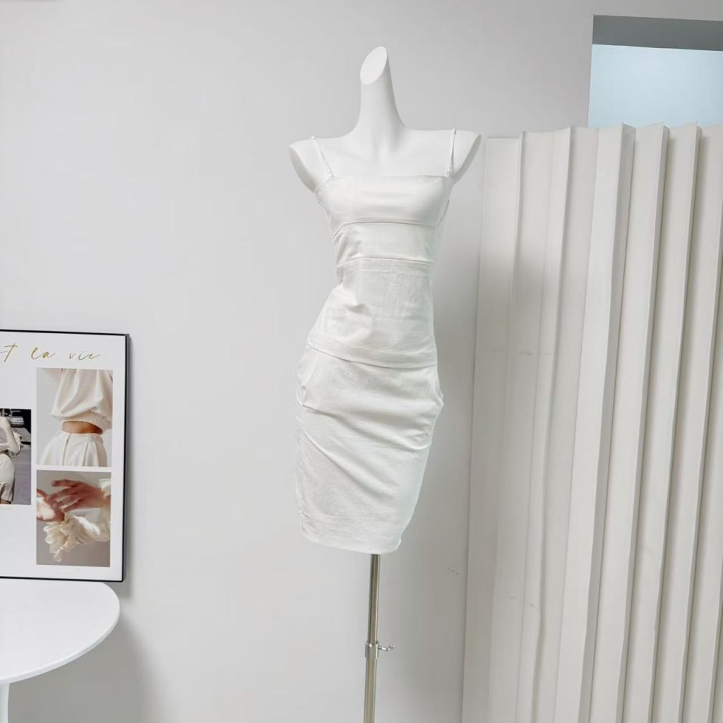 LilyQin Off-White Cami and Skirt Cotton Set